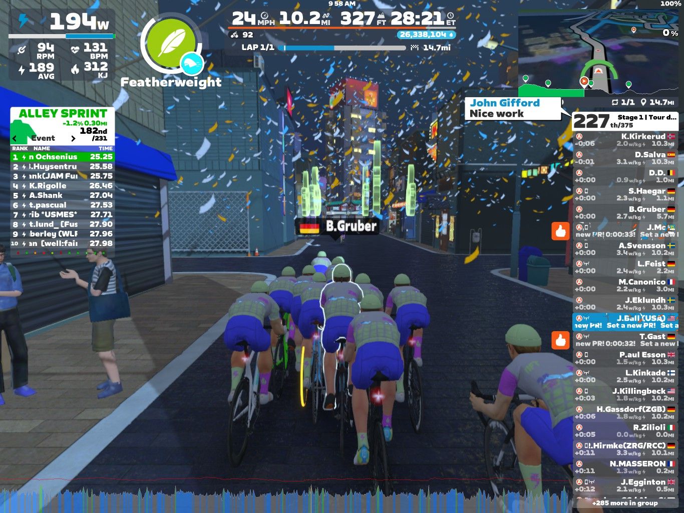 A group of virtual cyclists competing in an event called 